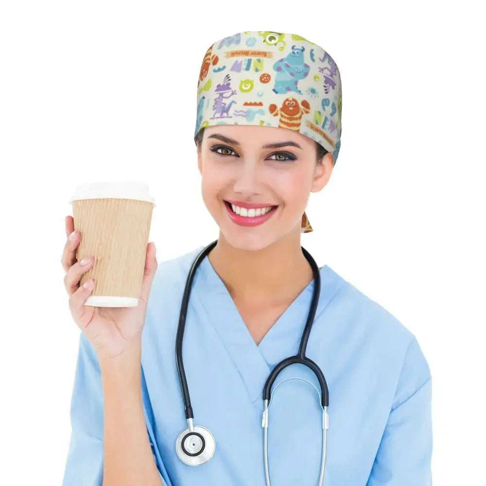 Casquette de travail réglable personnalisée avec dessin animé Monsters University, casquette chirurgicale pour hommes et femmes, casquette chirurgicale pour infirmières, médecins et chirurgiens MedSurgery Store For Digital Health