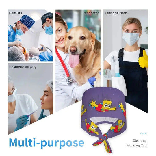Personnalisé The Simpsons Cartoon Staff Medical Scrubs Hat Men Women Medical Nursing Surgical Scrub Caps MedSurgery Store For Digital Health