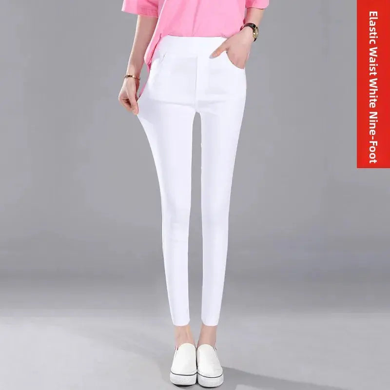 Leggings fins blancs taille haute pour femmes, plonnings adeazant d'été dix-huit, plonnings petit pied sie... MedSurgery Store pour la santé numérique