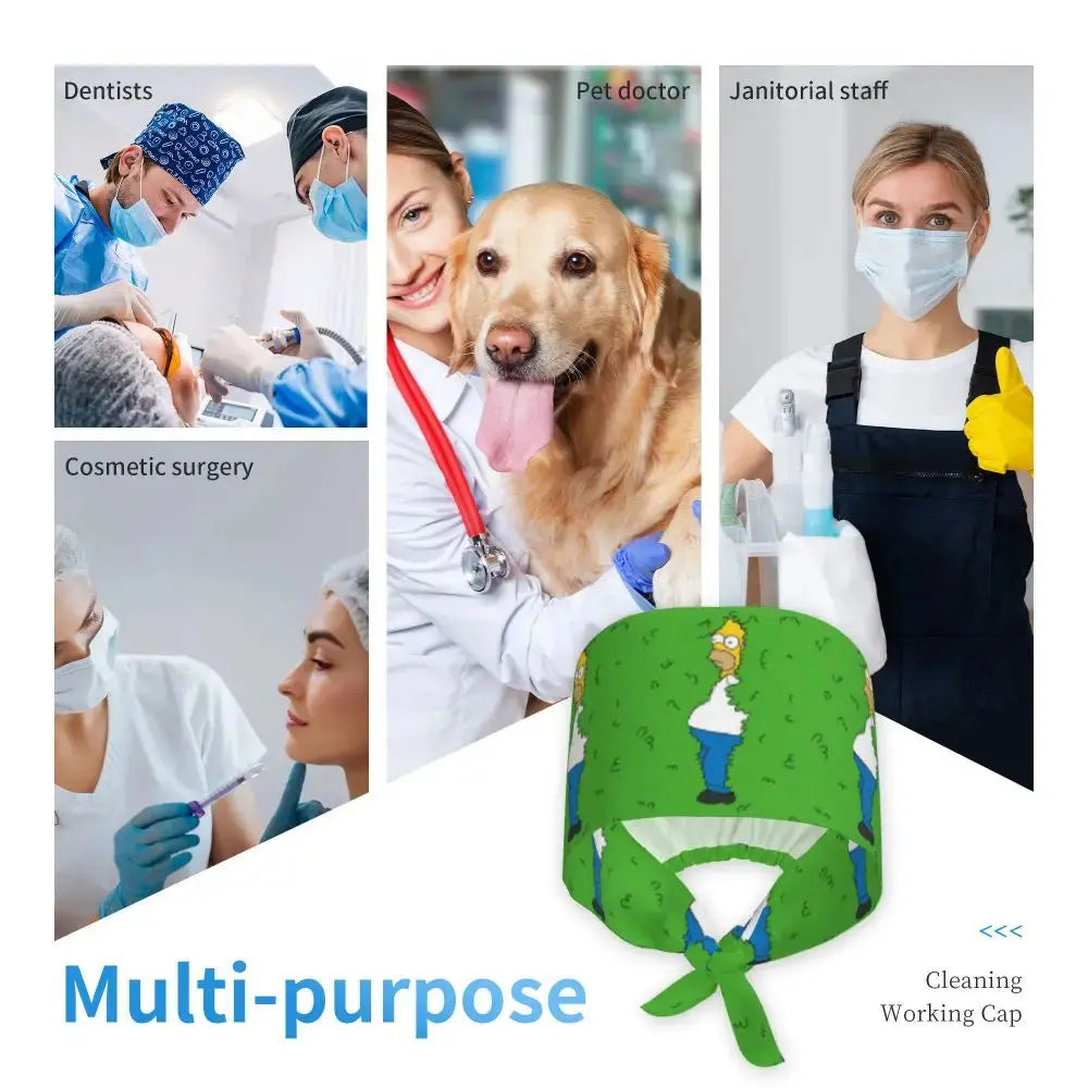 Personnalisé The Simpsons Cartoon Staff Medical Scrubs Hat Men Women Medical Nursing Surgical Scrub Caps MedSurgery Store For Digital Health