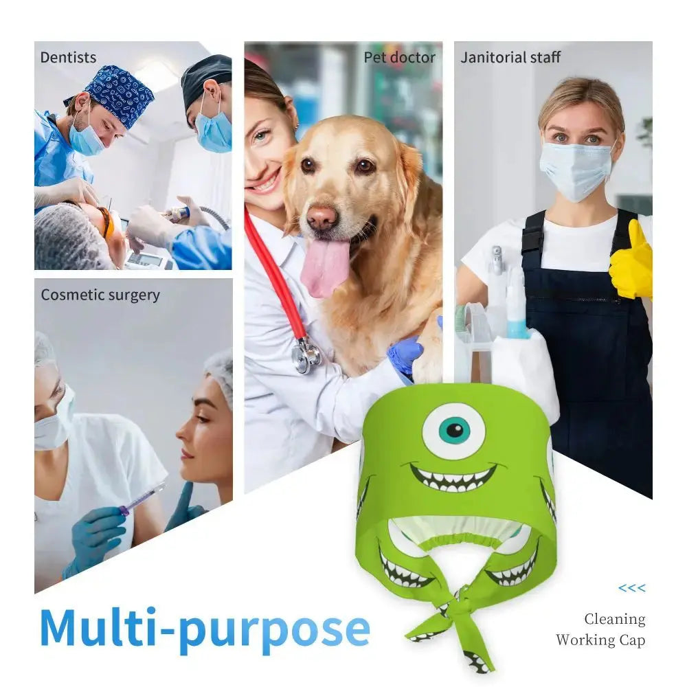 Casquette de travail réglable personnalisée avec dessin animé Monsters University, casquette chirurgicale pour hommes et femmes, casquette chirurgicale pour infirmières, médecins et chirurgiens MedSurgery Store For Digital Health