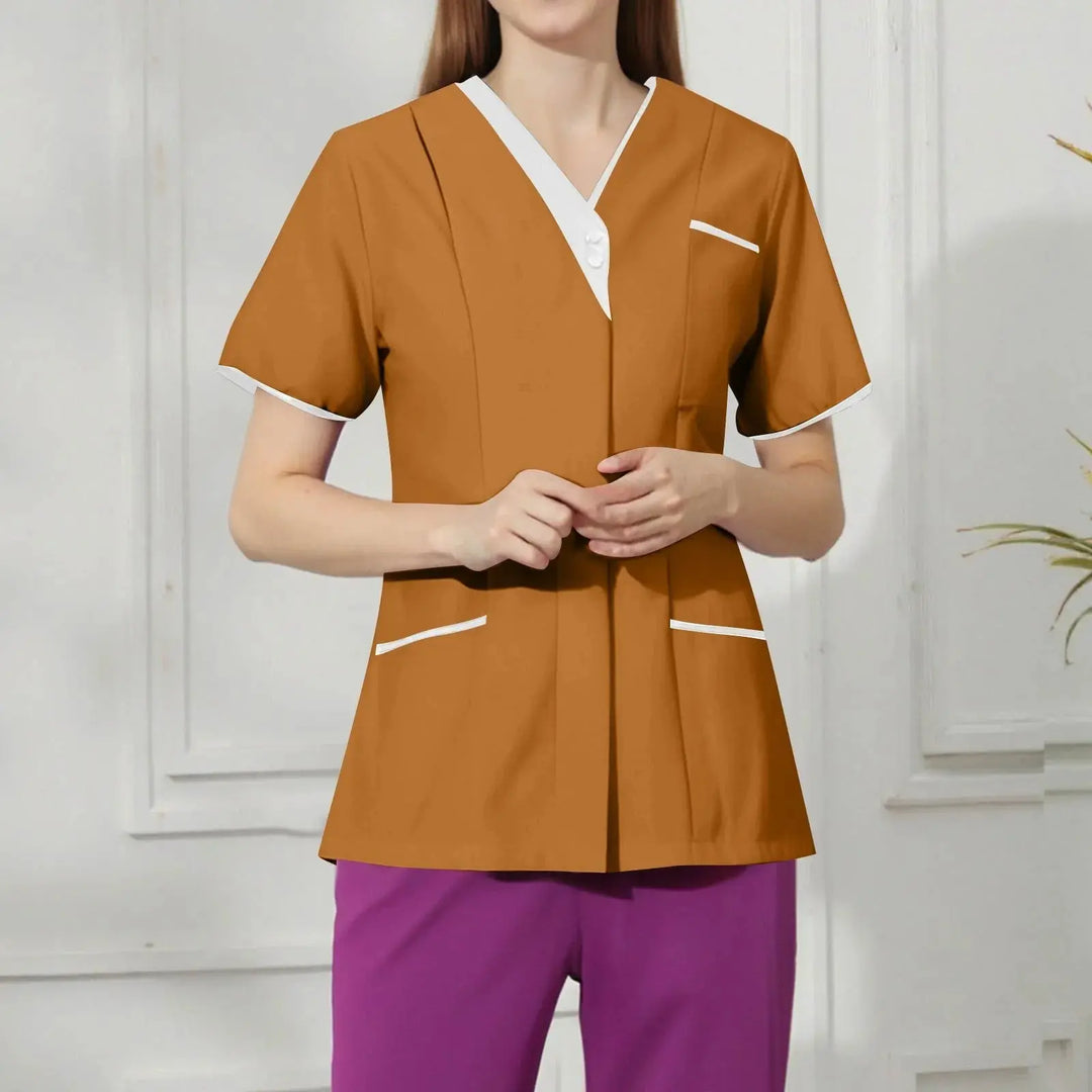 Filipina Medical Elite ISHOWTIENDA - Uniforme clinique ergonomique à manches courtes avec col en V CJdropshipping