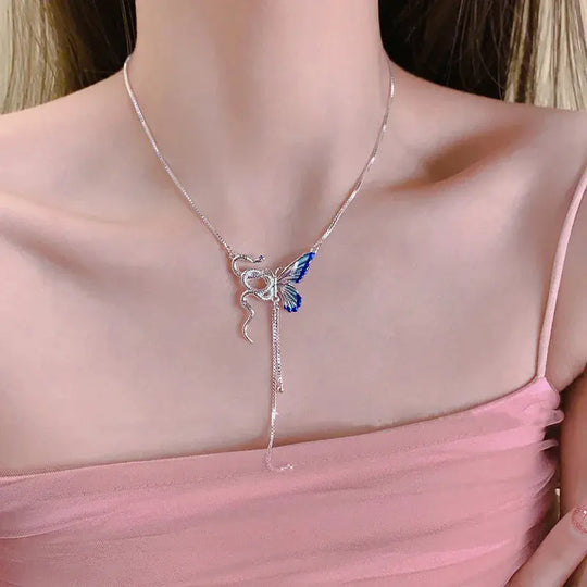 Collier à pendentifs en forme de papillon et de serpent pour femmes, collier ras du cou à glands Y2K Punk, accessoire de bijouterie pour cosplayeurs MedSurgery Store For Digital Health