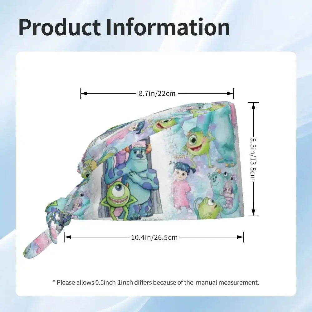 Casquette de travail réglable personnalisée avec dessin animé Monsters University, casquette chirurgicale pour hommes et femmes, casquette chirurgicale pour infirmières, médecins et chirurgiens MedSurgery Store For Digital Health