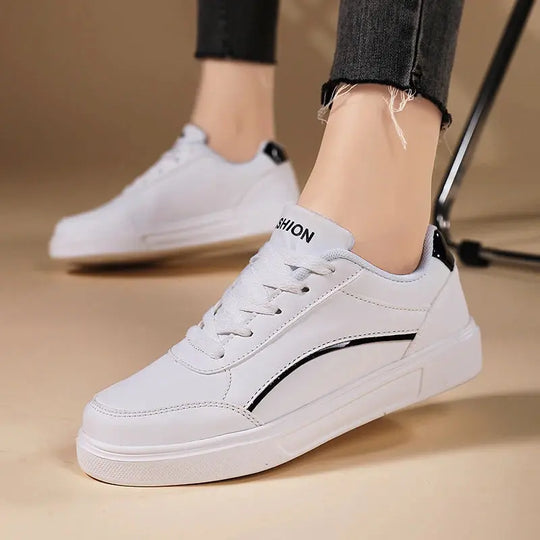 Chaussures blanches pour femmes, chaussures plates décontractées à lacets en ardoise blanche, chaussures de marche en cuir PU, semelle épaisse, mode de luxe pour les activités de plein air MedSurgery Store For Digital Health