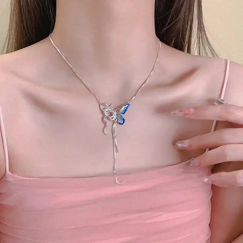 Collier à pendentifs en forme de papillon et de serpent pour femmes, collier ras du cou à glands Y2K Punk, accessoire de bijouterie pour cosplayeurs MedSurgery Store For Digital Health