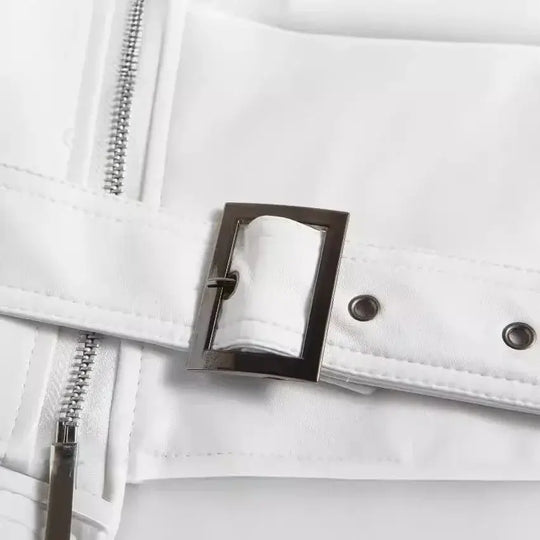 Veste en cuir PU blanc pour homme, manteau à manches longues style moto punk, automne hiver MedSurgery Store For Digital Health