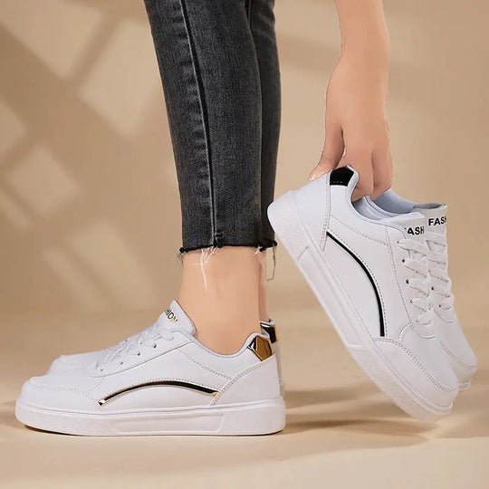 Chaussures blanches pour femmes, chaussures plates décontractées à lacets en ardoise blanche, chaussures de marche en cuir PU, semelle épaisse, mode de luxe pour les activités de plein air MedSurgery Store For Digital Health