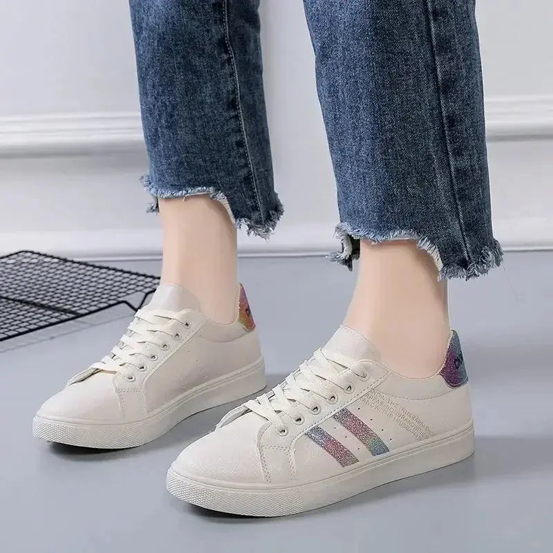 *Chaussures vulcanisées en cuir Pu pour femmes, baskets blanches, mode printemps, nouvelles chaussures blanc cassé MedSurgery Store For Digital Health