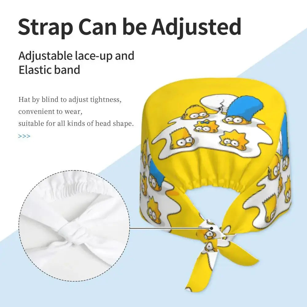 Personnalisé The Simpsons Cartoon Staff Medical Scrubs Hat Men Women Medical Nursing Surgical Scrub Caps MedSurgery Store For Digital Health