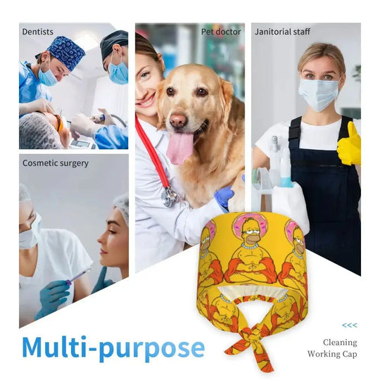 Personnalisé The Simpsons Cartoon Staff Medical Scrubs Hat Men Women Medical Nursing Surgical Scrub Caps MedSurgery Store For Digital Health