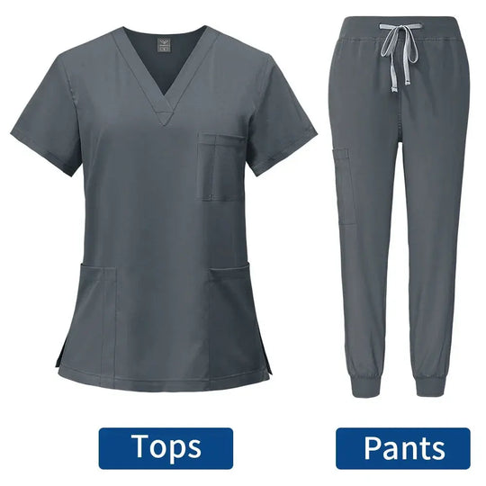 Uniformes médicaux moulants pour femmes, ensembles de blouses, accessoires de soins infirmiers, blouses de chirurgie hospitalière, cliniques dentaires, salons de beauté, vêtements de travail CJdropshipping