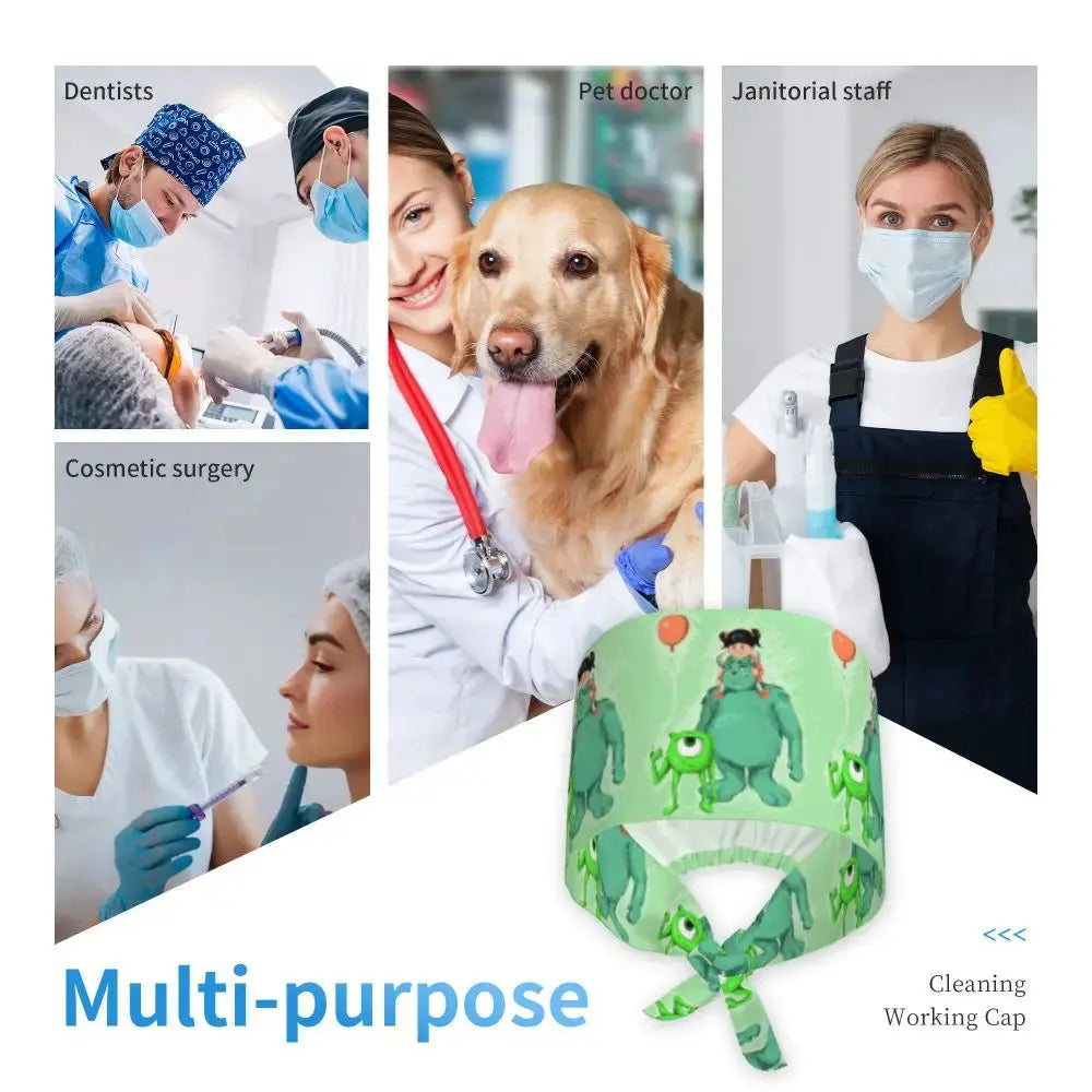Casquette de travail réglable personnalisée avec dessin animé Monsters University, casquette chirurgicale pour hommes et femmes, casquette chirurgicale pour infirmières, médecins et chirurgiens MedSurgery Store For Digital Health