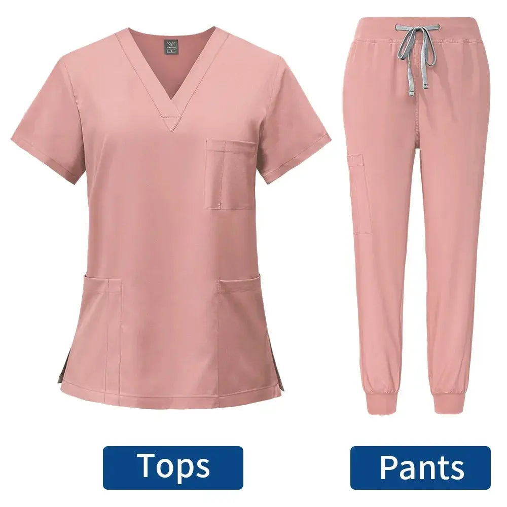 Uniformes médicaux moulants pour femmes, ensembles de blouses, accessoires de soins infirmiers, blouses de chirurgie hospitalière, cliniques dentaires, salons de beauté, vêtements de travail CJdropshipping