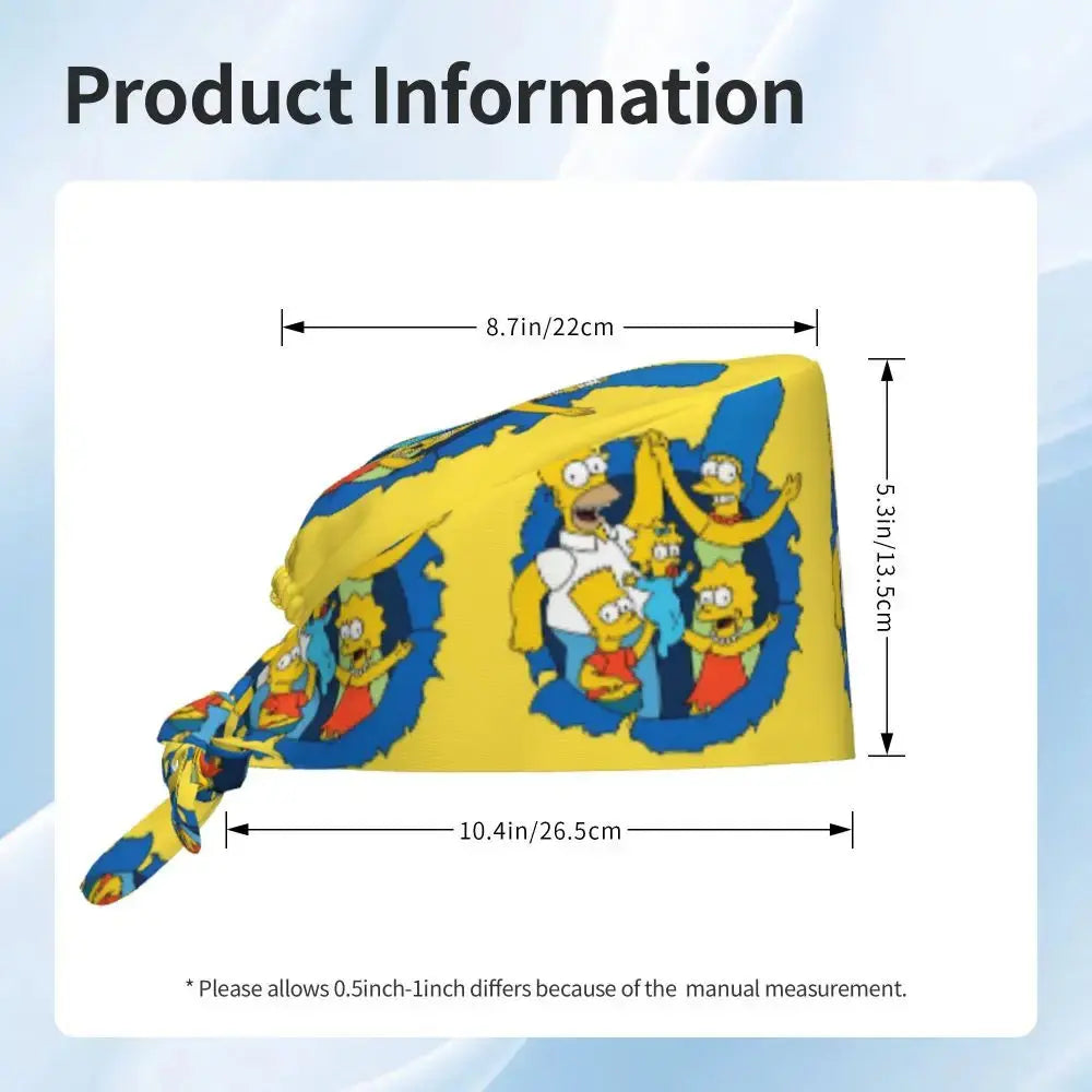 Personnalisé The Simpsons Cartoon Staff Medical Scrubs Hat Men Women Medical Nursing Surgical Scrub Caps MedSurgery Store For Digital Health