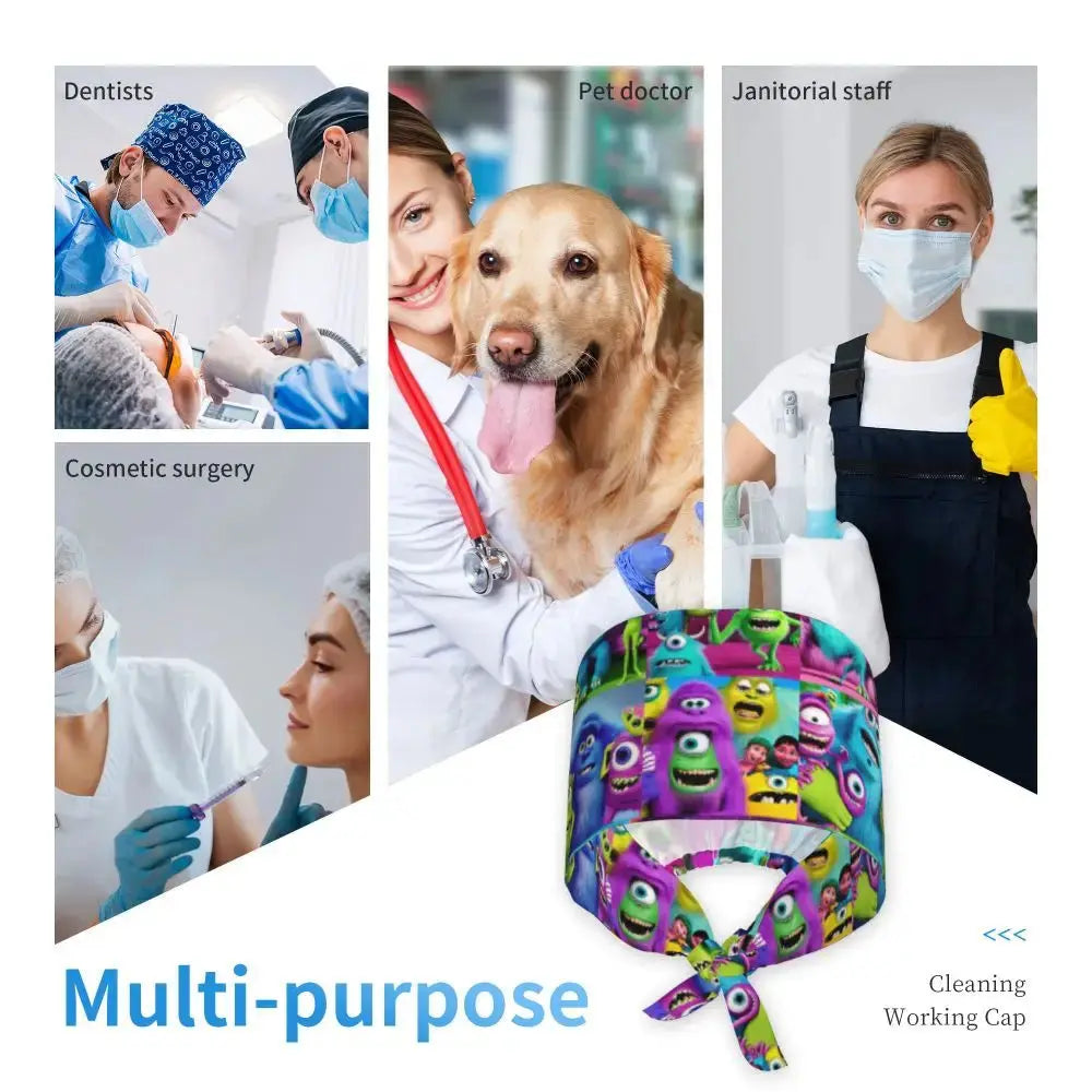 Casquette de travail réglable personnalisée avec dessin animé Monsters University, casquette chirurgicale pour hommes et femmes, casquette chirurgicale pour infirmières, médecins et chirurgiens MedSurgery Store For Digital Health