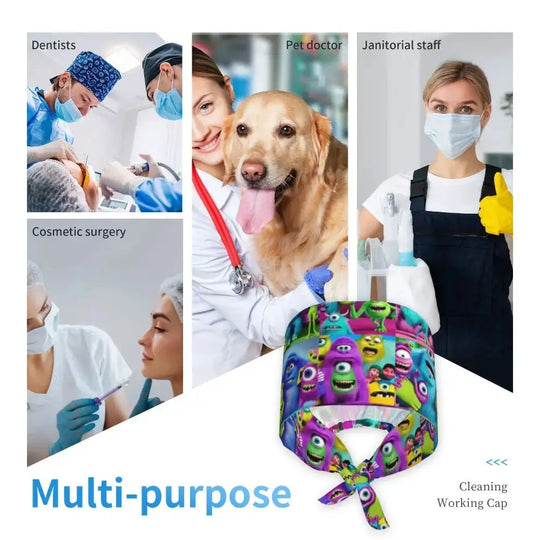 Casquette de travail réglable personnalisée avec dessin animé Monsters University, casquette chirurgicale pour hommes et femmes, casquette chirurgicale pour infirmières, médecins et chirurgiens MedSurgery Store For Digital Health