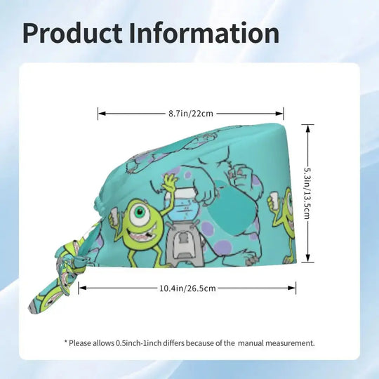 Casquette de travail réglable personnalisée avec dessin animé Monsters University, casquette chirurgicale pour hommes et femmes, casquette chirurgicale pour infirmières, médecins et chirurgiens MedSurgery Store For Digital Health