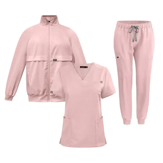 Haut de travail, uniforme de médecin et d'infirmière, pantalon uni avec plus de poches, pantalon dentaire, blouse unisexe, ensemble de 3 pièces CJdropshipping