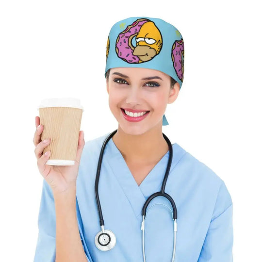 Personnalisé The Simpsons Cartoon Staff Medical Scrubs Hat Men Women Medical Nursing Surgical Scrub Caps MedSurgery Store For Digital Health