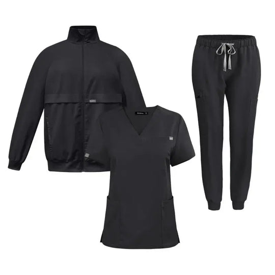 Haut de travail, uniforme de médecin et d'infirmière, pantalon uni avec plus de poches, pantalon dentaire, blouse unisexe, ensemble de 3 pièces CJdropshipping