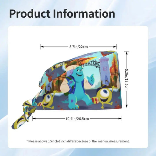 Casquette de travail réglable personnalisée avec dessin animé Monsters University, casquette chirurgicale pour hommes et femmes, casquette chirurgicale pour infirmières, médecins et chirurgiens MedSurgery Store For Digital Health