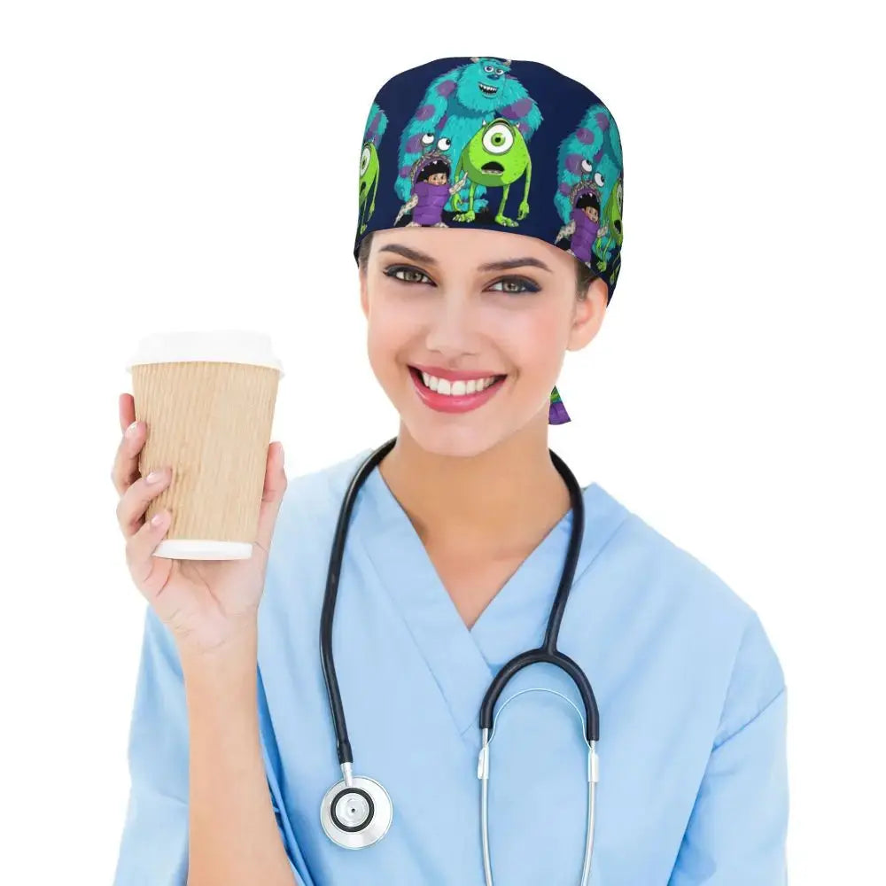 Casquette de travail réglable personnalisée avec dessin animé Monsters University, casquette chirurgicale pour hommes et femmes, casquette chirurgicale pour infirmières, médecins et chirurgiens MedSurgery Store For Digital Health