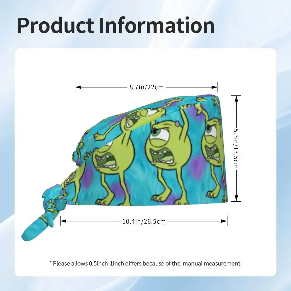 Casquette de travail réglable personnalisée avec dessin animé Monsters University, casquette chirurgicale pour hommes et femmes, casquette chirurgicale pour infirmières, médecins et chirurgiens MedSurgery Store For Digital Health