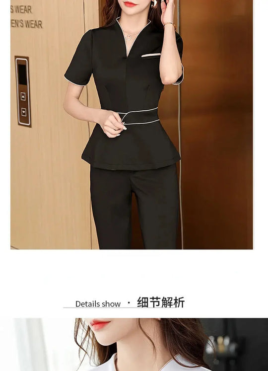 Uniforme d'été pour esthéticienne, combinaison à manches courtes pour salon de beauté, vêtements d'esthéticienne pour spa, vêtements de travail pour massage en hôtel, combinaison coréenne-BC MedSurgery Store For Digital Health