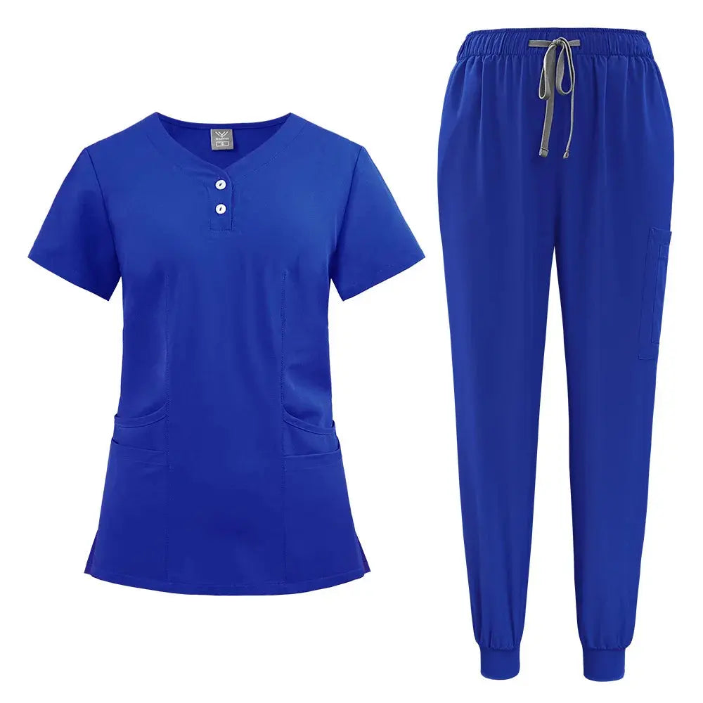 Ensemble de gommage pour femmes, haut de poche à col en V, pantalon de jogging exfoliant avec cordon de serrage, gants de soins infirmiers, gants de chirurgie CJdropshipping