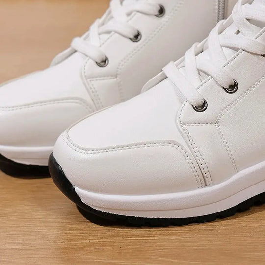 White White High Platform Sneakers, Autumn 2025 Lightweight Casual Sneakers, PU Leather Booties with Thick Sole for Women MedSurgery Store For Digital Health