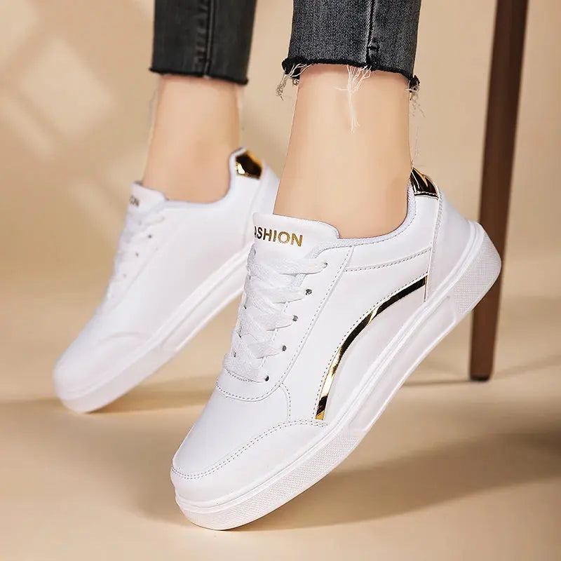 Chaussures blanches pour femmes, chaussures plates décontractées à lacets en ardoise blanche, chaussures de marche en cuir PU, semelle épaisse, mode de luxe pour les activités de plein air MedSurgery Store For Digital Health