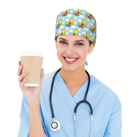 Personnalisé The Simpsons Cartoon Staff Medical Scrubs Hat Men Women Medical Nursing Surgical Scrub Caps MedSurgery Store For Digital Health