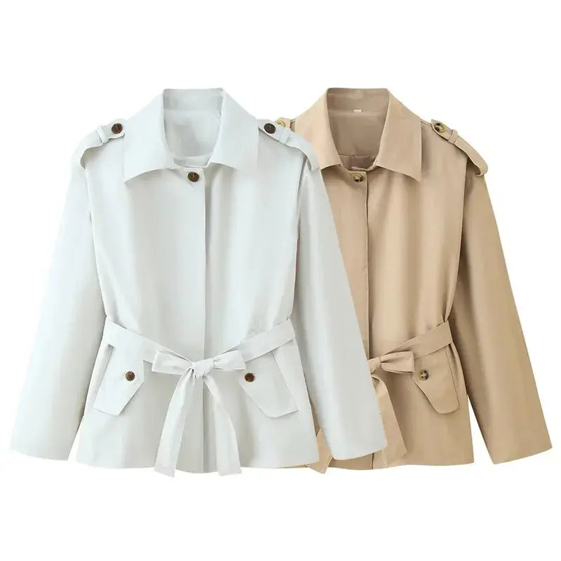 Trench-coat pour femmes, nouveau manteau court avec ceinture, revers, haut décontracté et habillé pour femmes 2025 MedSurgery Store For Digital Health