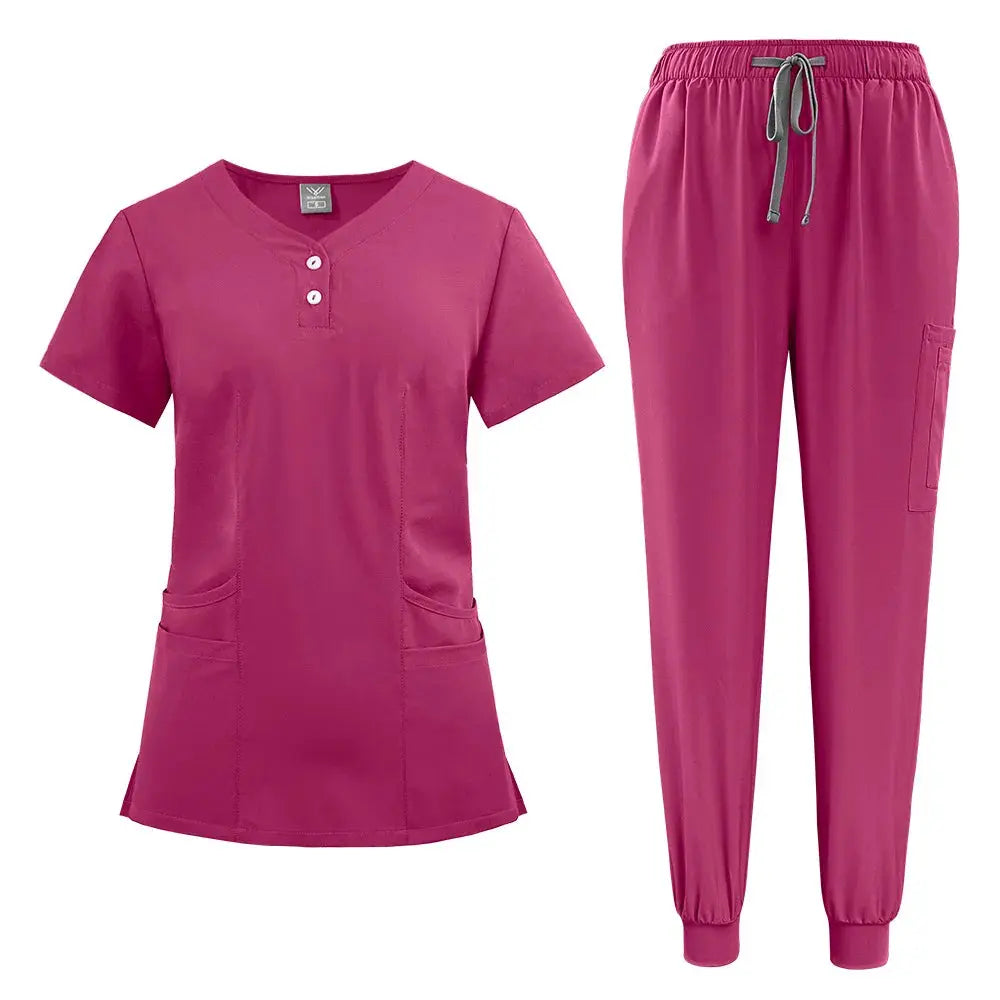 Ensemble de gommage pour femmes, haut de poche à col en V, pantalon de jogging exfoliant avec cordon de serrage, gants de soins infirmiers, gants de chirurgie CJdropshipping