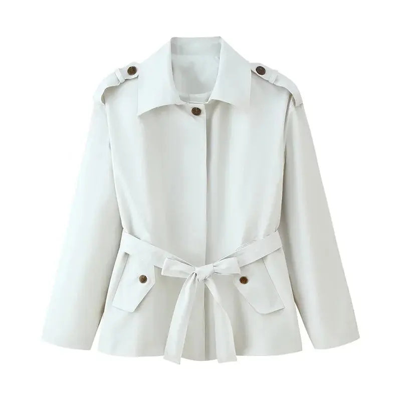 Trench-coat pour femmes, nouveau manteau court avec ceinture, revers, haut décontracté et habillé pour femmes 2025 MedSurgery Store For Digital Health