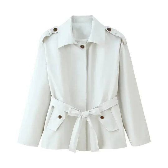 Trench-coat pour femmes, nouveau manteau court avec ceinture, revers, haut décontracté et habillé pour femmes 2025 MedSurgery Store For Digital Health