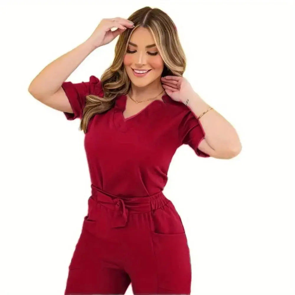 Ensemble de gommage à manches courtes pour femmes : gommage d'été, idéal pour les soins de beauté et les salles d'opération CJdropshipping