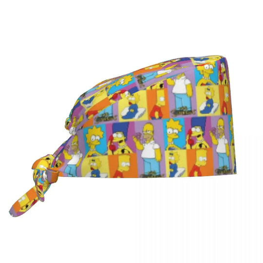 Personnalisé The Simpsons Cartoon Staff Medical Scrubs Hat Men Women Medical Nursing Surgical Scrub Caps MedSurgery Store For Digital Health