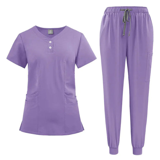 Ensemble de gommage pour femmes, haut de poche à col en V, pantalon de jogging exfoliant avec cordon de serrage, gants de soins infirmiers, gants de chirurgie CJdropshipping