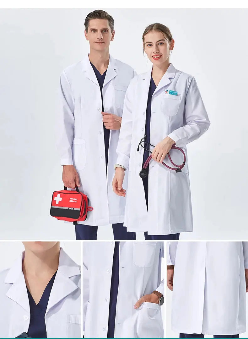 Blouse de laboratoire blanche bon marché pour femmes, hommes, étudiants, chimie, professionnels de la santé, infirmière, manches longues, blouse de médecin XK002 MedSurgery Store For Digital Health