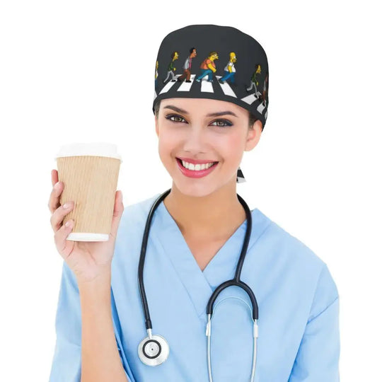 Personnalisé The Simpsons Cartoon Staff Medical Scrubs Hat Men Women Medical Nursing Surgical Scrub Caps MedSurgery Store For Digital Health