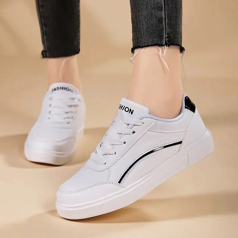 Chaussures blanches pour femmes, chaussures plates décontractées à lacets en ardoise blanche, chaussures de marche en cuir PU, semelle épaisse, mode de luxe pour les activités de plein air MedSurgery Store For Digital Health