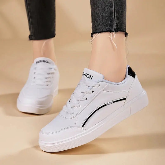 Chaussures blanches pour femmes, chaussures plates décontractées à lacets en ardoise blanche, chaussures de marche en cuir PU, semelle épaisse, mode de luxe pour les activités de plein air MedSurgery Store For Digital Health