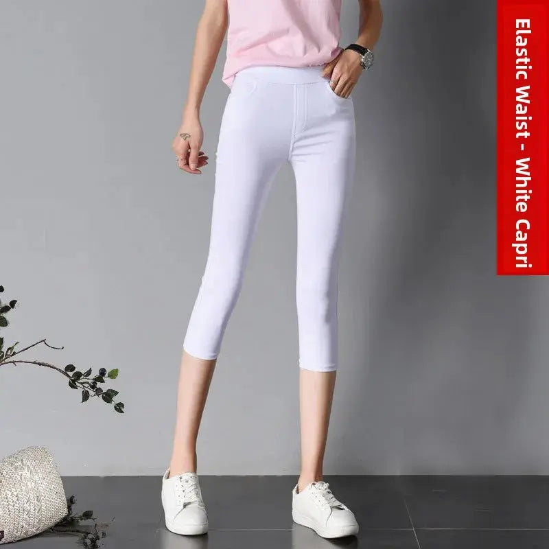 Leggings fins blancs taille haute pour femmes, plonnings adeazant d'été dix-huit, plonnings petit pied sie... MedSurgery Store pour la santé numérique