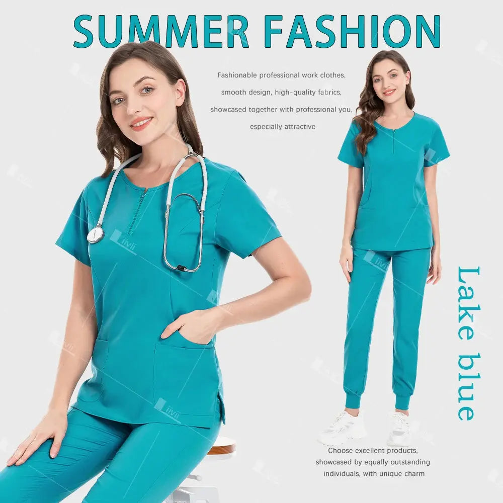 Uniforme médical, ensemble de blouse élastique, blouses chirurgicales d'hôpital, hauts, pantalons, vêtements de travail d'infirmière, vêtements de médecin, accessoires médicaux CJdropshipping