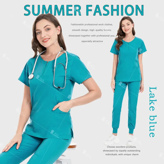 Uniforme médical, ensemble de blouse élastique, blouses chirurgicales d'hôpital, hauts, pantalons, vêtements de travail d'infirmière, vêtements de médecin, accessoires médicaux CJdropshipping