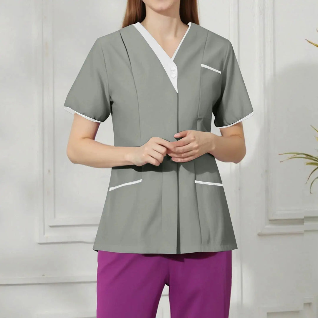 Filipina Medical Elite ISHOWTIENDA - Uniforme clinique ergonomique à manches courtes avec col en V CJdropshipping
