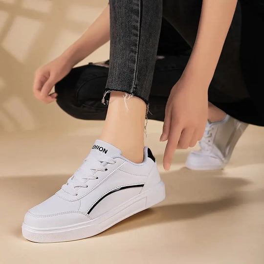 Chaussures blanches pour femmes, chaussures plates décontractées à lacets en ardoise blanche, chaussures de marche en cuir PU, semelle épaisse, mode de luxe pour les activités de plein air MedSurgery Store For Digital Health
