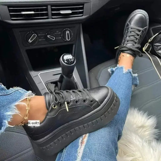 White Shoes, Women's Casual Shoes, New 2025 Platform Sneakers, Solid Colour Women's Shoes, Trendy Lightweight PU Vulcanised Shoes MedSurgery Store For Digital Health